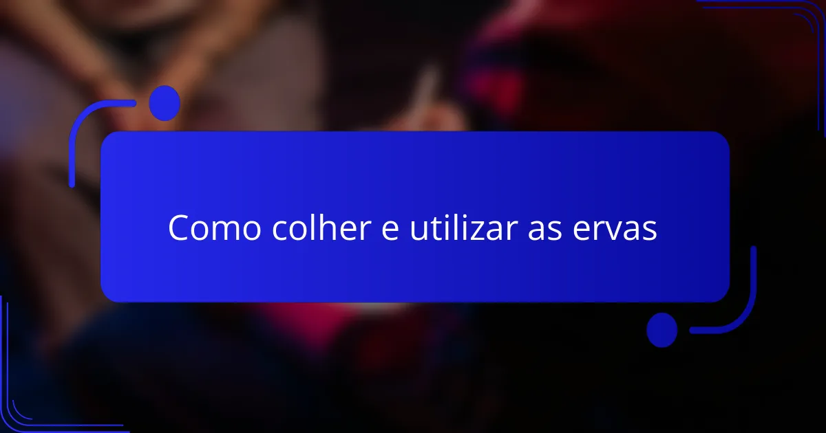 Como colher e utilizar as ervas