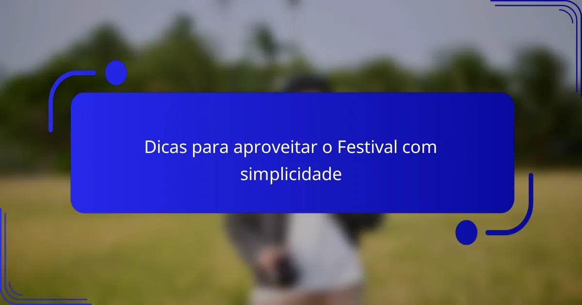 Dicas para aproveitar o Festival com simplicidade