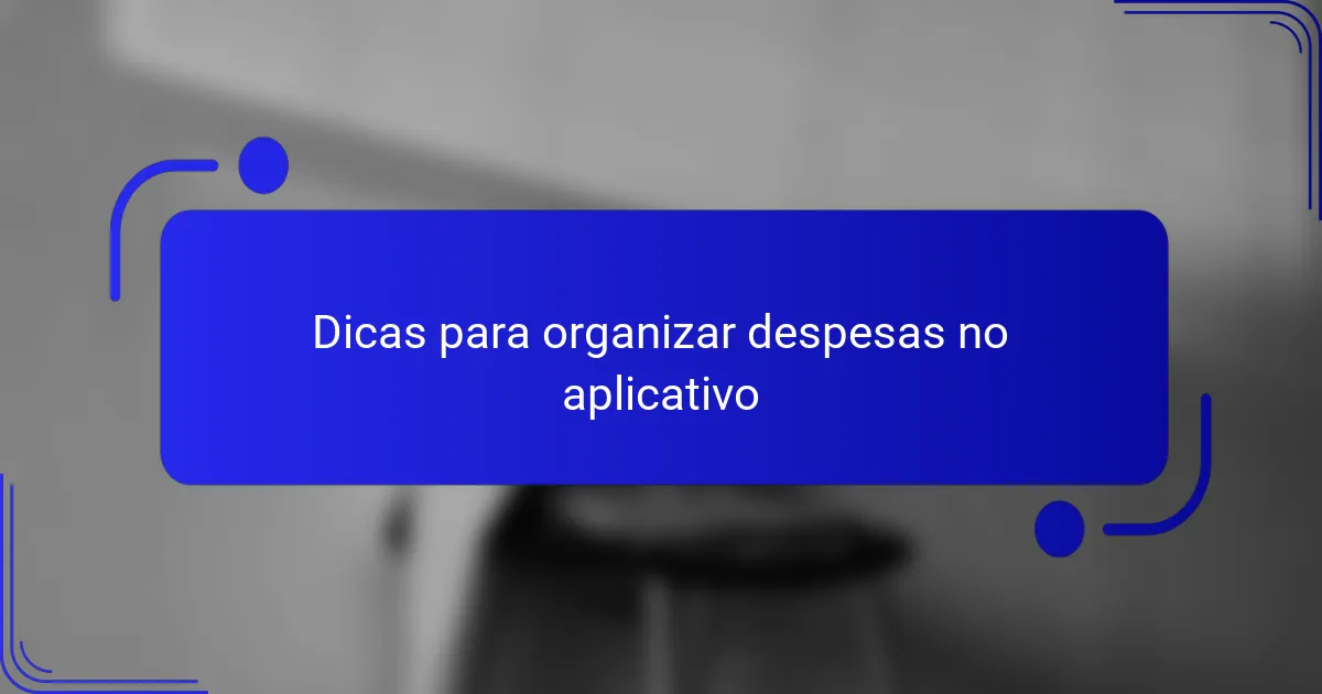 Dicas para organizar despesas no aplicativo