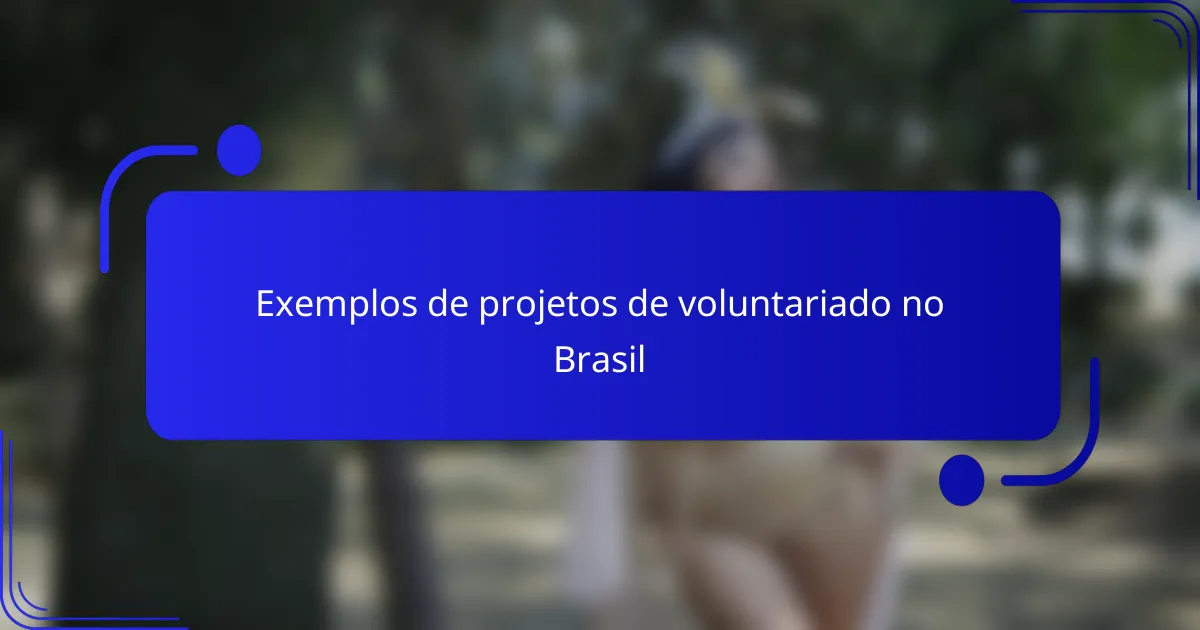 Exemplos de projetos de voluntariado no Brasil