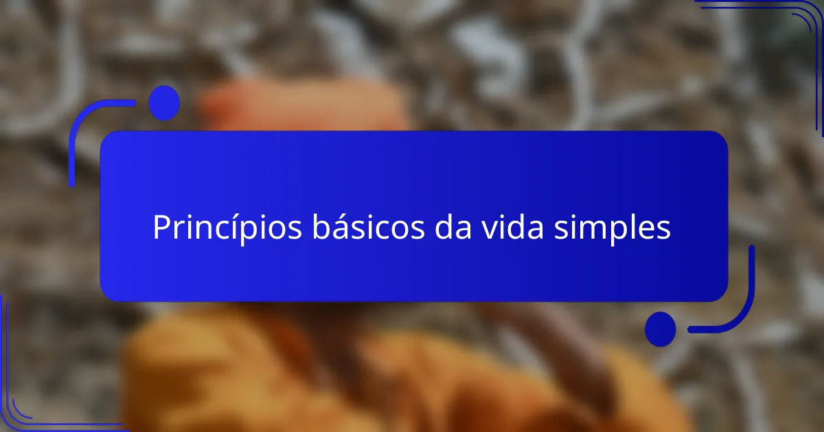 Princípios básicos da vida simples
